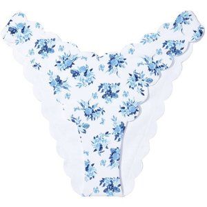 Nwt Victorias Secret Swim Scalloped Brazilian Bikini Bottom Blue Floral S